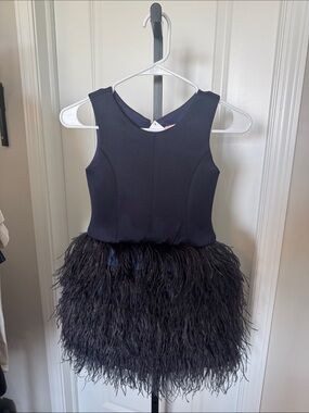 Zoe Ltd Navy Feather-Trim Party Dress